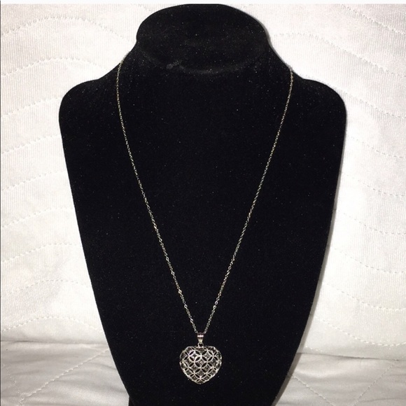 SS Diamond Heart 🖤 Accent Pendant Necklace NWOT - Picture 2 of 9